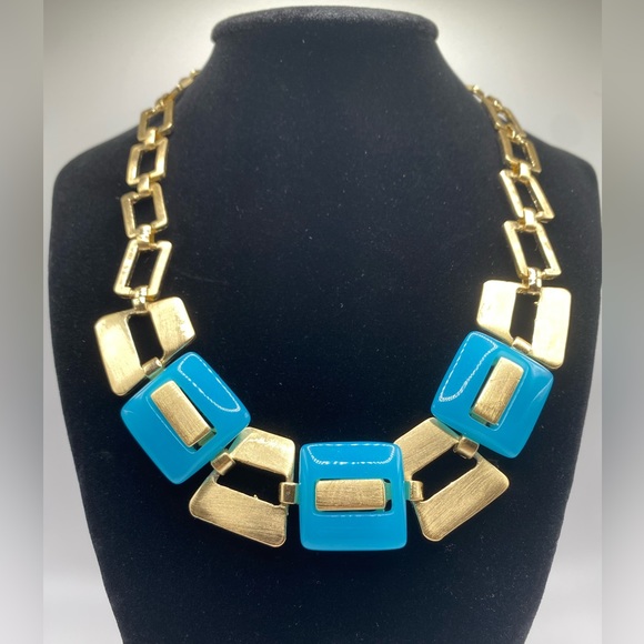 Blue & Gold Necklace with Matching Earrings. - Picture 3 of 3